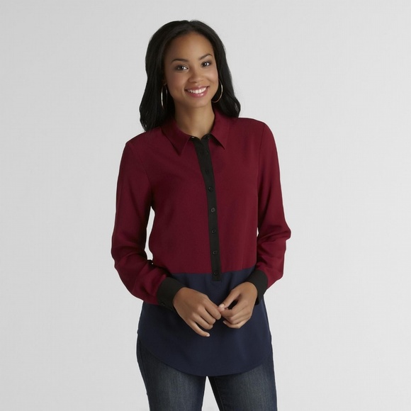 French Connection Tops - French Connection UK Style Color Block Blouse